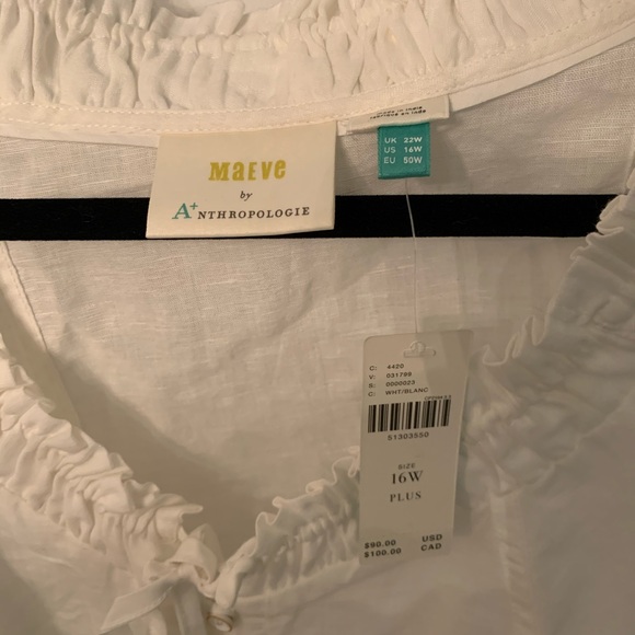 Anthropologie Plus Sized Maeve Linen Blouse - Picture 2 of 3